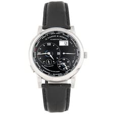 A. Lange & Sohne Lange 1 Time Zone White Gold Black Dial 41.9mm 136.029 Full Set