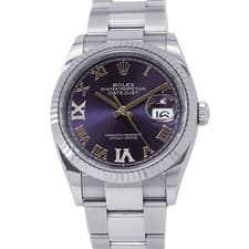 ROLEX Datejust 36 36mm Stainless Steel Aubergine Dial 126234