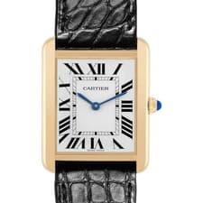 Cartier Tank Solo Large Yellow Gold Silver Dial Mens Watch W5200004 Card
