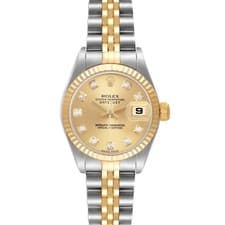 Rolex Datejust Steel Yellow Gold Champagne Diamond Dial Ladies Watch 79173