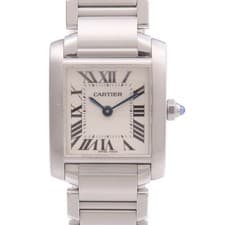 CARTIER Tank Francaise 2384 Quartz Watch Stainless Steel White