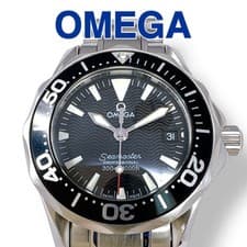 OMEGA Seamaster Pro 300 Diver Quartz Black Dial Ladies Watch Steel Clean