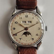 Vintage Doxa Triple Date Moonphase Hand-Winding Men's Wristwatch