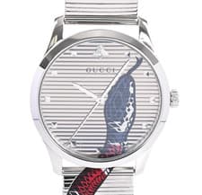 GUCCI G Timeless King Snake YA1264123 Silver Men's Used Watch Boxed From JAPAN