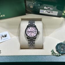 ROLEX DATEJUST 279174 Pink Diamond Dial 28mm Steel Jubilee Bracelet Fluted Bezel