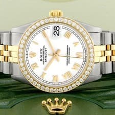 Rolex Datejust 2-tone 31mm 68273 White Roman Watch With 0.95ct Diamond Bezel