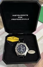 Breitling Superocean Automatic Diver Watch Blue Dial Leather Strap w/ Box