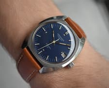 1974 Vintage Longines Admiral HF Men's Watch Rare Mechanical Blue Dial Leather
