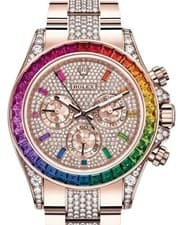 Rolex Daytona Rainbow Full Pave Sapphire Diamonds Rose Gold 40mm 116505 - CUSTOM