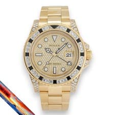 Rolex GMT Master II 116758SA Yellow Gold Diamond Dial Men’s Watch