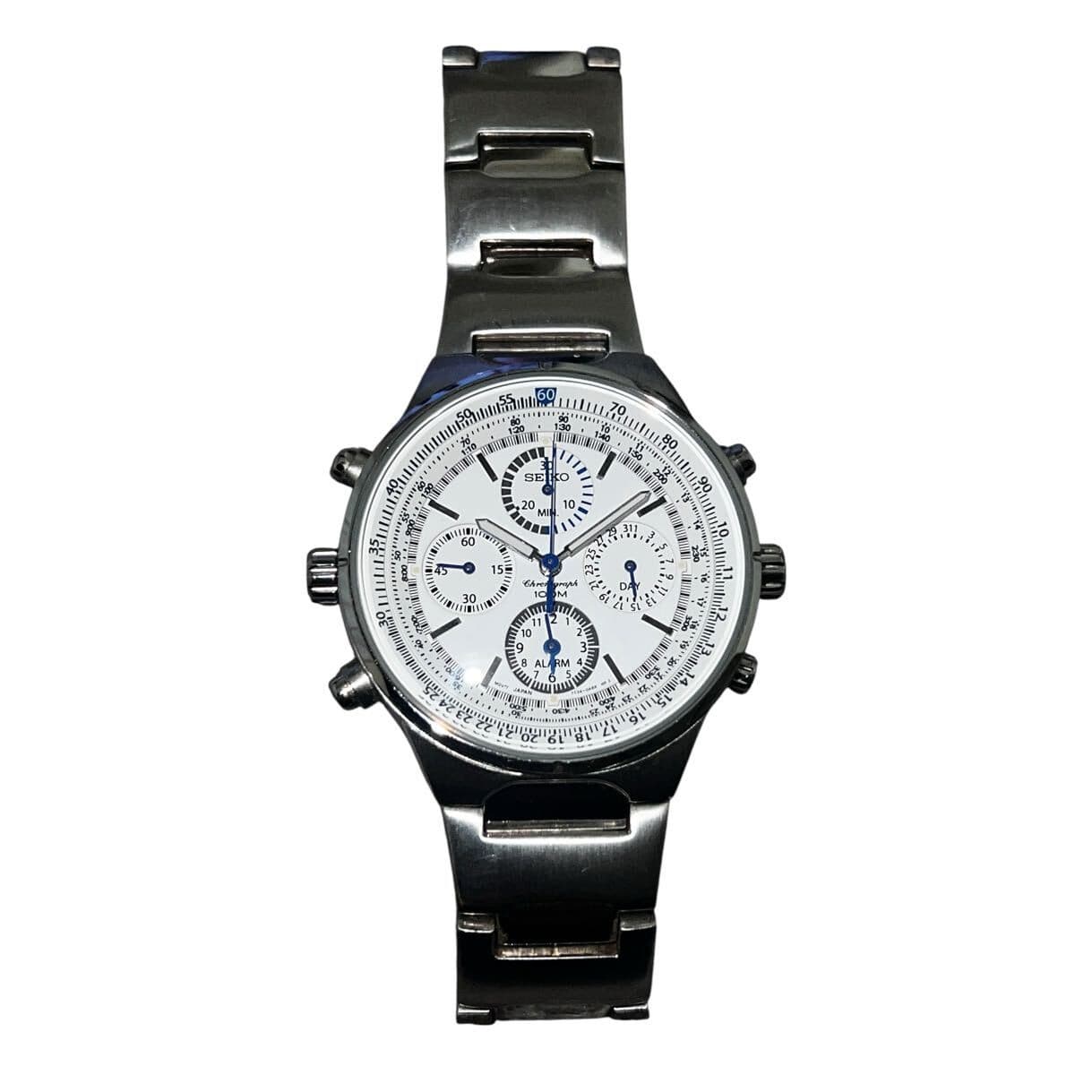 SEIKO 7T34-0AA0 Flightmaster Pilot Chronograph Analog watch White From Japan