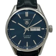 TAG HEUER Carrera Calibre 5 Day Date WAR201E Navy Stainless Steel Mens #OK1464