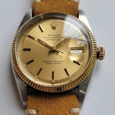 Rolex Oyster Ref 6605 18k SS Datejust 36mm Mens 1950s Automatic RA760