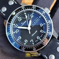 RARE  Sinn 104 Military Diver Automatic Germany Made Black Dial Day Date Watch