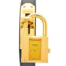 HERMES Kelly Wrist Watch KE1.201 Quartz Gold Plated Leather Used Women