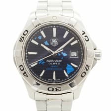 6wcc0264 TAG HEUER Aquaracer WAP201AA Navy Dial Used Men s Watch from JAPAN