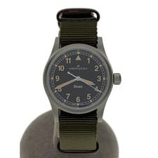 Hamilton H693010 Quartz Wristwatch Analog Canvas Black Strap Authentic