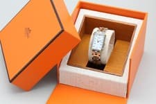 Serviced【MINT w/ Box】Hermes Croisiere 19mm White Roman Gold Quartz Women's Watch