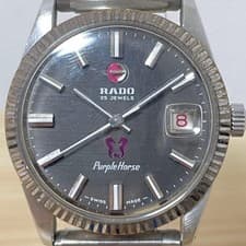 RADO Purple Horse Automatic Watch 25 Jewels Gray Black Classic Used Authentic