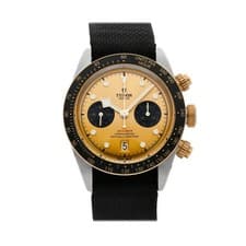 Tudor Black Bay Chrono Steel Gold Auto 41mm Champagne Dial Strap Watch 79363N