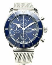 Breitling Superocean Heritage II Chronograph Blue Dial All Steel w/ Rubber Band