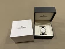 Junghans max bill Chronoscope Bauhaus 027/4303.02 White Dial Leather Mens Watch