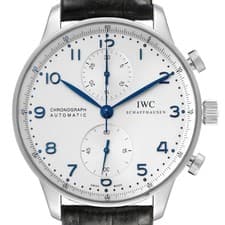 IWC Portuguese Chronograph Steel Silver Dial Mens Watch IW371446 Card