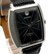 SEIKO Skyliner 6222-5010 Black Dial Manual Wind Watch Silver Stainless Steel Jap