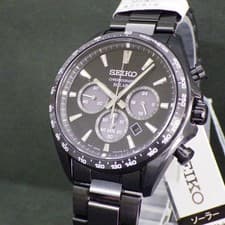 Special  New SEIKO   SBPY187 Solar Chronograph All Black 10 ATM Water Resistan