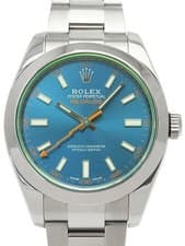 ROLEX Milgauss Green Glass Z Blue 116400GV 40mm Blue Dial Steel Box Card #T027