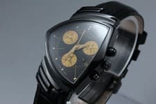 [w/Box Paper] HAMILTON Ventura H244020 Black PVD Qz Date Chronograph Men's Watch