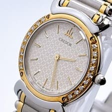 Seiko Credor 5A70 0210 Watch Diamond Bezel 18K Gold Ladies Timepiece