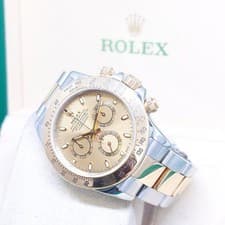 Rolex 40mm 18K Half Yellow Gold Champagne Sticks Dial Daytona REF: 116523 (F)