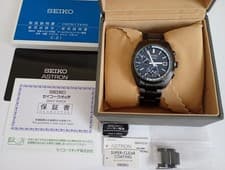 Seiko Astron Solar Quartz Wristwatch Mens SBXY019 Titanium Black 18cm