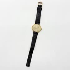 OMEGA Watch Geneve 511.417 Gold Hand-wound Black Leather Band Rare Dial Unisex