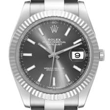 Rolex Datejust 41 Steel White Gold Slate Dial Mens Watch 126334 Box Card