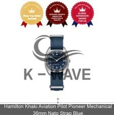 Hamilton Khaki Aviation Pilot Pioneer Mechanical 36mm Nato Strap Blue