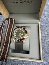 Hamilton Khaki Navy Scuba, Bronze, True GMT, Automatic, H82565930, & Extra Strap