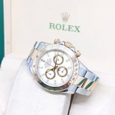 Rolex 40mm 18K Half Yellow Gold White "Panna" Dial Daytona REF: 116523 (Y)