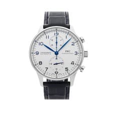 IWC Portuguese Chronograph Steel Auto 40mm Silver Dial Strap Watch IW3714-17