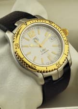 TAG Heuer Link 18K Gold Bezel White Dial Quartz Vintage Mens Watch Ref. WT1150-0