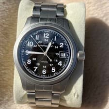 Hamilton Khaki Field Watch 38mm SS Black Dial Used From Japan