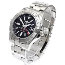 BREITLING AVENGER II GMT A32390 43mm SS Black Dial Automatic Date #C356