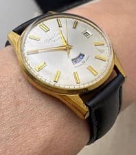 ORIENT Olympia Weekly Hand Winding Watch Gold Plated Timepiece Vintage