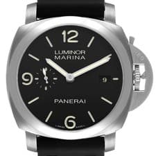 Panerai Luminor 1950 Marina Black Dial Steel Mens 44mm Watch PAM00312 Papers