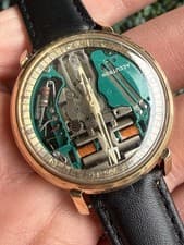 1964 Bulova Accutron Spaceview Cal. 214 Tuning Fork 35mm Watch Running Great