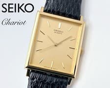 80's Vintage Seiko Tank Watch Chariot Gold Rare