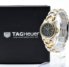 VERY RARE [ MINT ] Tag Heuer S/el WG1326 Green Dial Gold Qz 30mm Ladies Watch