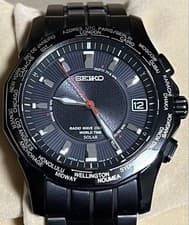 Seiko Brightz 7B25-0AF0 World Time Titanium Black Dial Solar Date Men's Watch