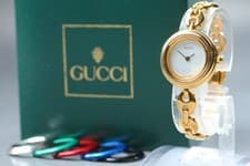 Vintage GUCCI Change Bezel 11/12.2 6 Colors White Dial Women's Watch Exc+5 Box